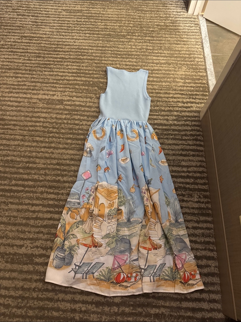 Light Blue Sleeveless Maxi Dress with Coastal Print - Picture 3 of 3
